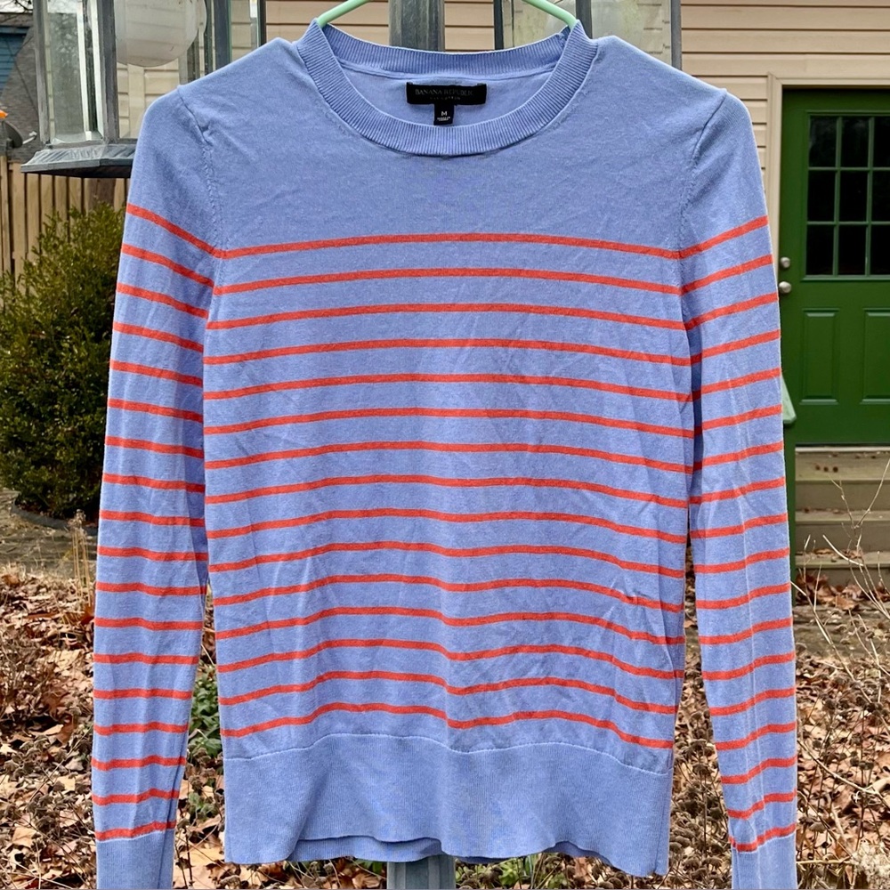 SALE! Banana Republic silk and cotton light sweater, blue with orange stripes